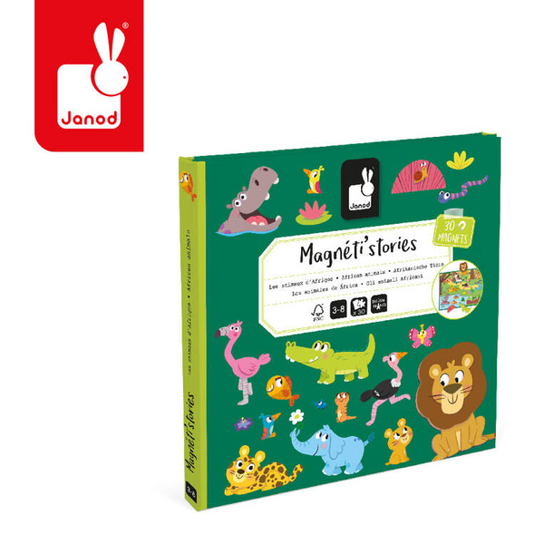 Układanka Magnetyczna Afrykańskie zwierzęta Magneti'stories 3+, Janod