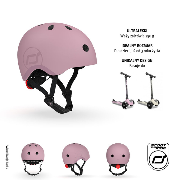 Scoot and Ride Kask dla dzieci 3+ rozm. S-M, kolor: Wildberry