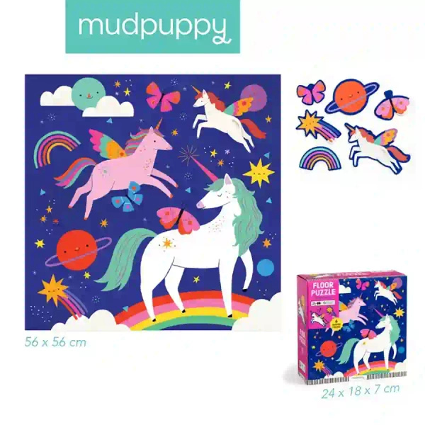 Puzzle podłogowe Magiczne jednorożce 25 elementów, 3 lata+, Mudpuppy