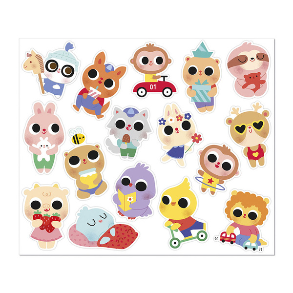 Zestaw kreatywny - książeczka z naklejkami Małe zwierzęta, 18 m+, Janod