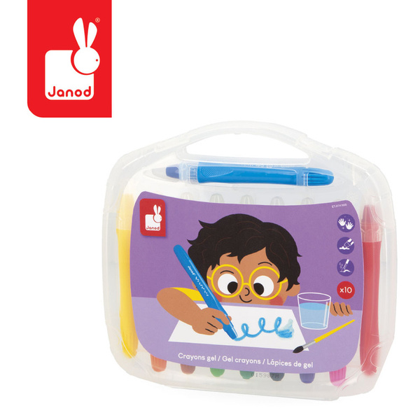 Zestaw kreatywny - Kredki żelowe 10 kolorów, dla dzieci, 3 lata+, Janod