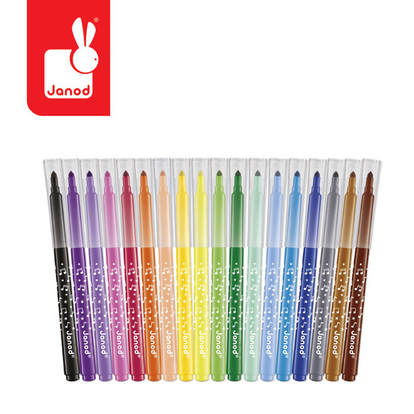 Zestaw kreatywny - Flamastry z filcową końcówką 18 kolorów, 3 lata+, Janod