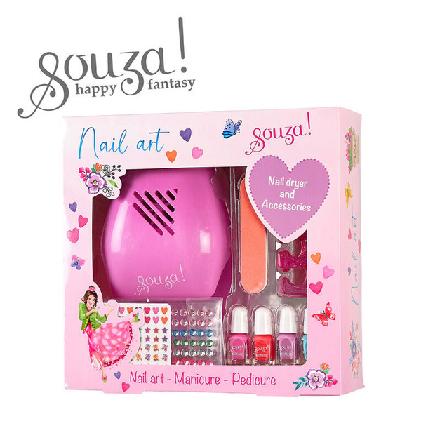 Zestaw lakierów i akcesoriów do paznokci dla dzieci z suszarką 10 el., 6 lat+, Souza!