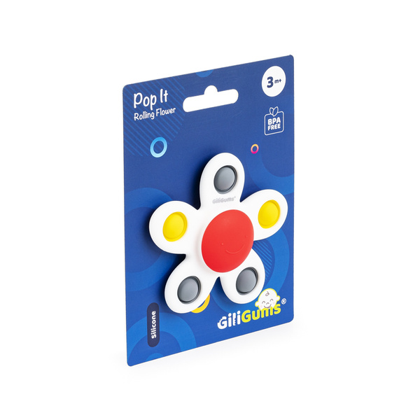 Zabawki sensoryczne - Zakręcony kwiatek Pop It, kontrast, 3 m+, GiliGums