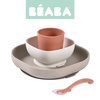 Zestaw - Komplet naczyń silikonowy z przyssawką, dla dzieci, 4 m+, Beaba