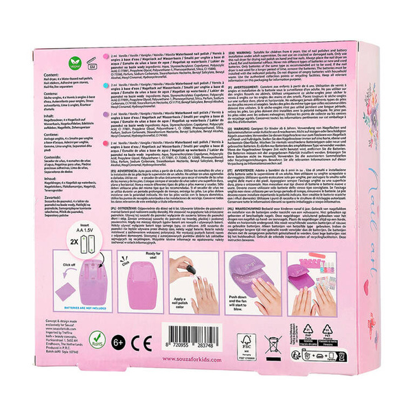 Zestaw lakierów i akcesoriów do paznokci dla dzieci z suszarką 10 el., 6 lat+, Souza!