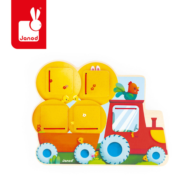 Drewniana tablica szukaj i znajdź Traktor Farma dla dzieci, 12m+, Janod