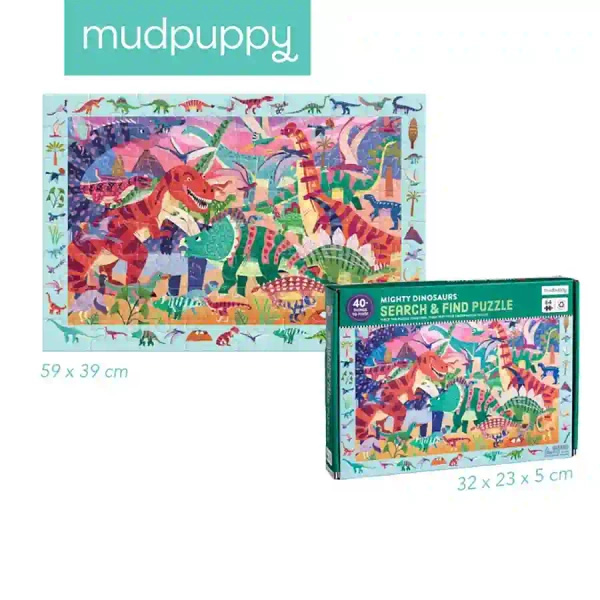 Puzzle obserwacyjne Potężne dinozaury 64 elementy, 4 lata+, Mudpuppy