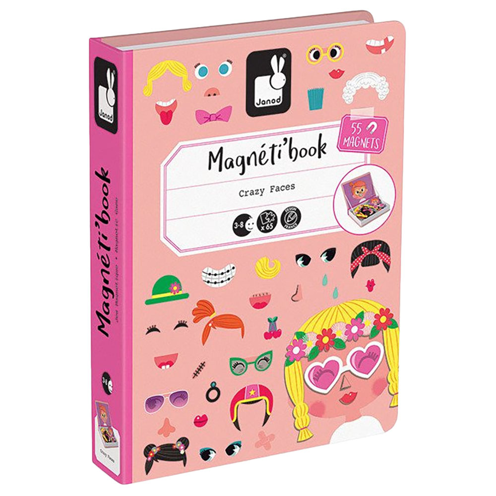 Magnetyczna układanka Janod Magnetibook Śmieszne buzie Dziewczynka