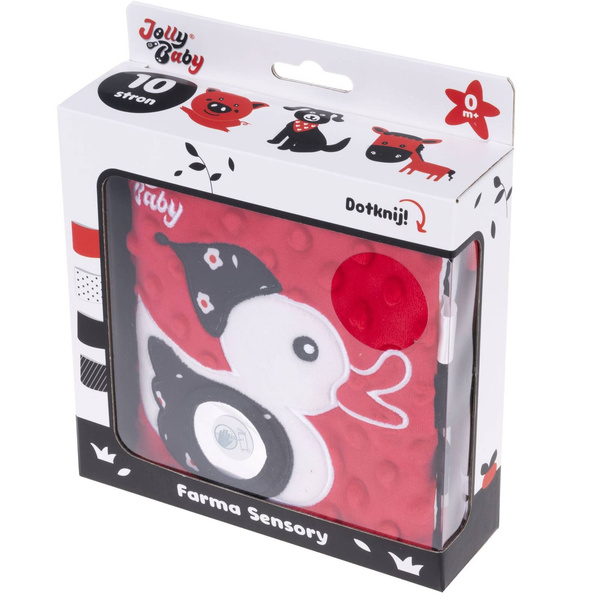 Książeczka sensoryczne Farma Sensory, 10 stron, dla dzieci 0 m+, Jolly Baby
