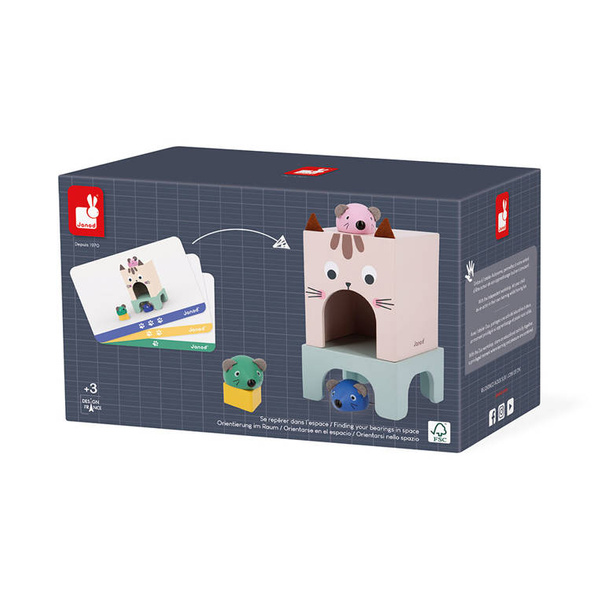 Drewniana układanka Orientacja w przestrzeni Kot i mysz 3+, Janod