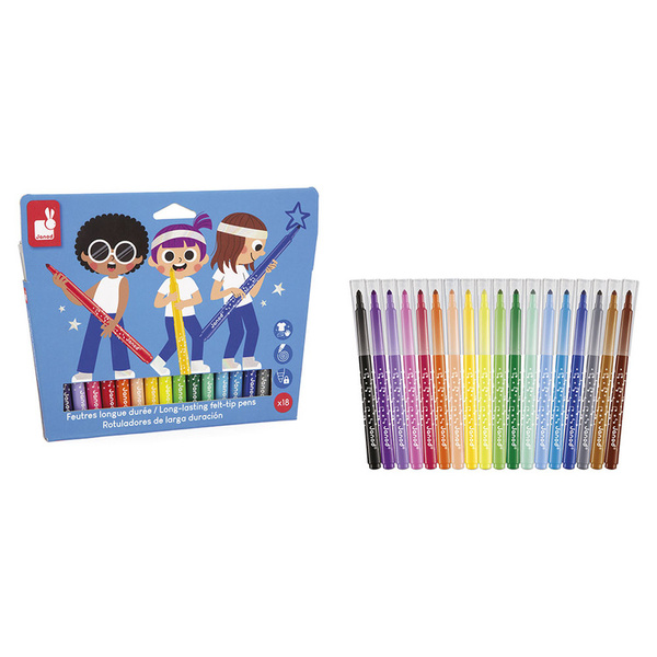Zestaw kreatywny - Flamastry z filcową końcówką 18 kolorów, 3 lata+, Janod