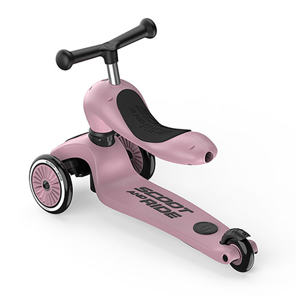 Zestaw: Scoot and Ride HK1 Push and Go 2w1 jeździk i hulajnoga dla dzieci 1-5 lat, kolor: Wildberry + ochraniacze rozm. XXS