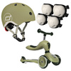 Zestaw: Scoot and Ride HK1 2w1 jeździk i hulajnoga dla dzieci 1-5 lat, kolor: Olive + kask rozm. XXS-S i ochraniacze XXS