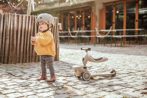 Scoot and Ride HK1 Lifestyle 2w1 jeździk i hulajnoga dla dzieci 1-5 lat, kolor: Brown Lines