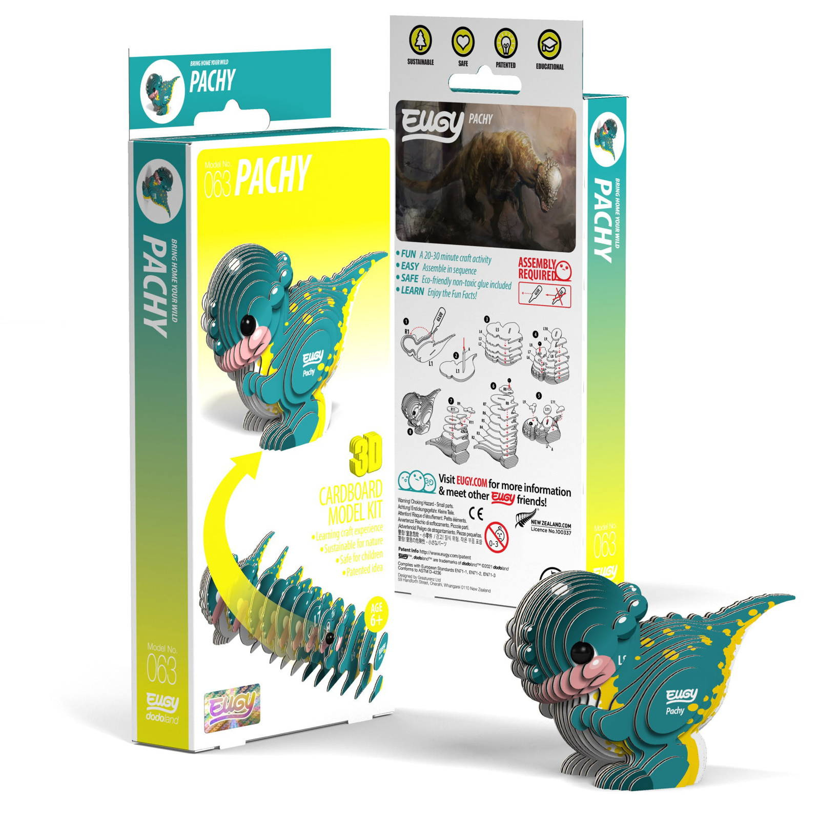 Układanka Puzzle 3D Pachycefalozaur Eugy - kreatywna zabawka ekologiczna dla dzieci 6+