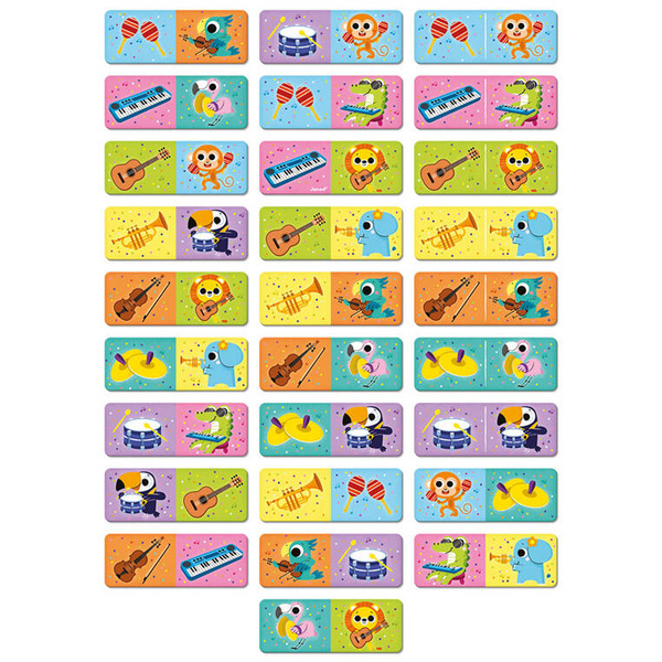 Gra edukacyjna Domino Instrumenty Muzyczne dla dzieci 3 lata+, Janod