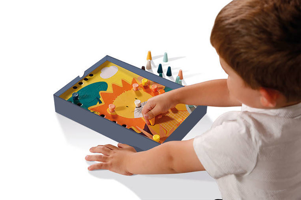 Układanka drewniana mozaika Zwierzątka - zabawka kreatywna 3 lata+, Janod