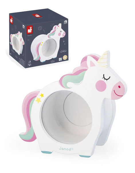 Skarbonka drewniana Jednorożce, dla dzieci, na prezent, 3 lata+, Janod