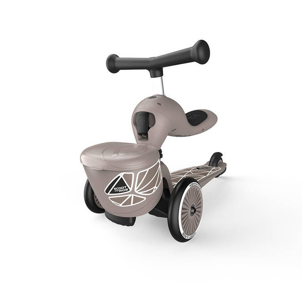 Zestaw: Scoot and Ride HK1 Lifestyle 2w1 jeździk i hulajnoga dla dzieci 1-5 lat, kolor: Brown+ kask XXS-S i ochraniacze XXS