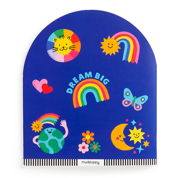 Mudpuppy Zestaw kreatywny z malowanką, wielokolorową kredką i naklejkami Tęczowy świat 6+