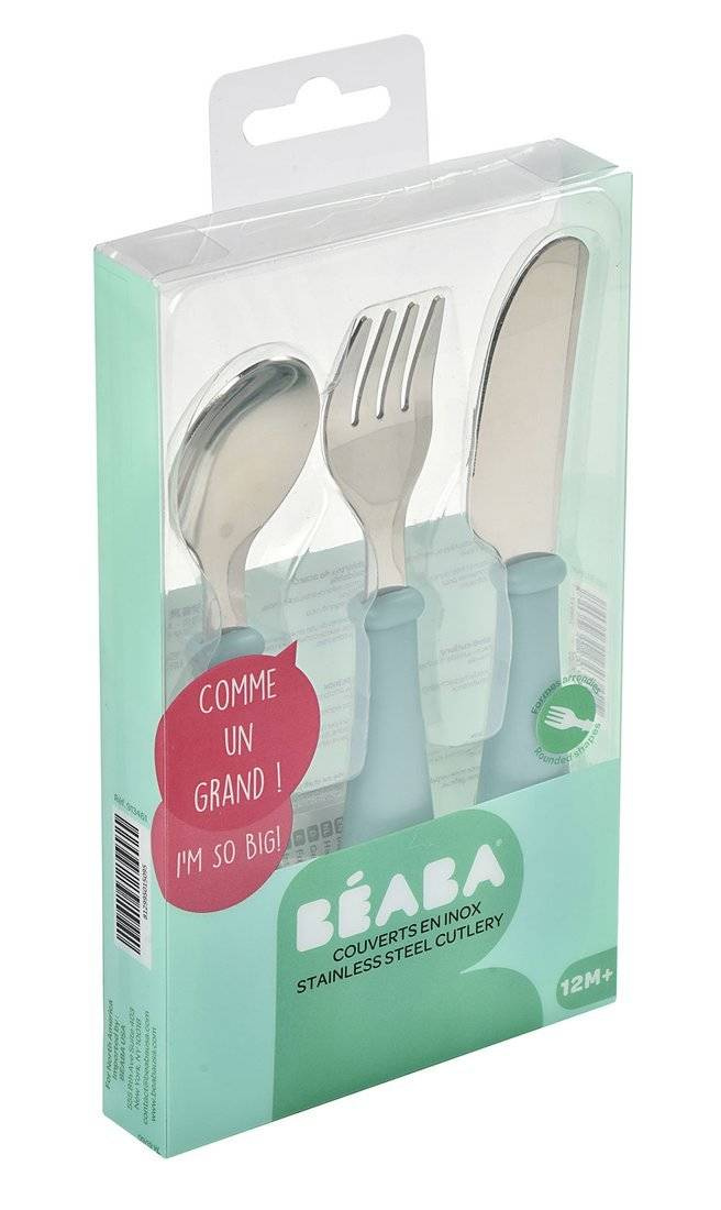 Sztućce dziecięce ergonomiczne Beaba 12 m+ Airy Green