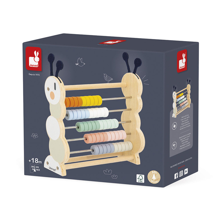 Liczydło Janod Sweet Cocoon – pastelowe kolory, drewniana zabawka
