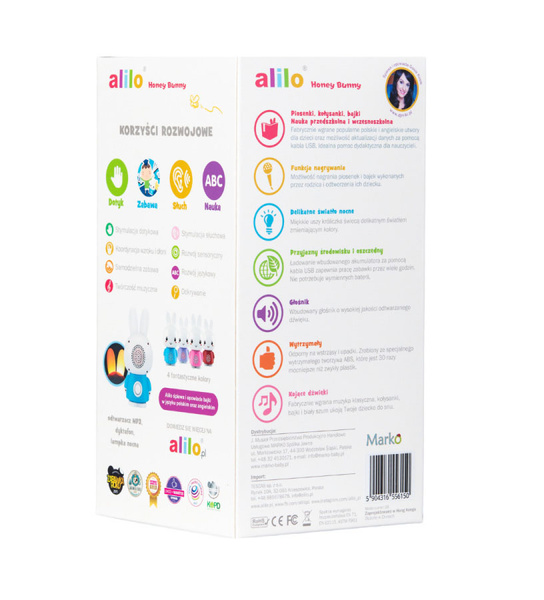 Zabawki interaktywne /edukacyjne - Króliczek Honey Bunny - jasny niebieski, 0 m+, Alilo