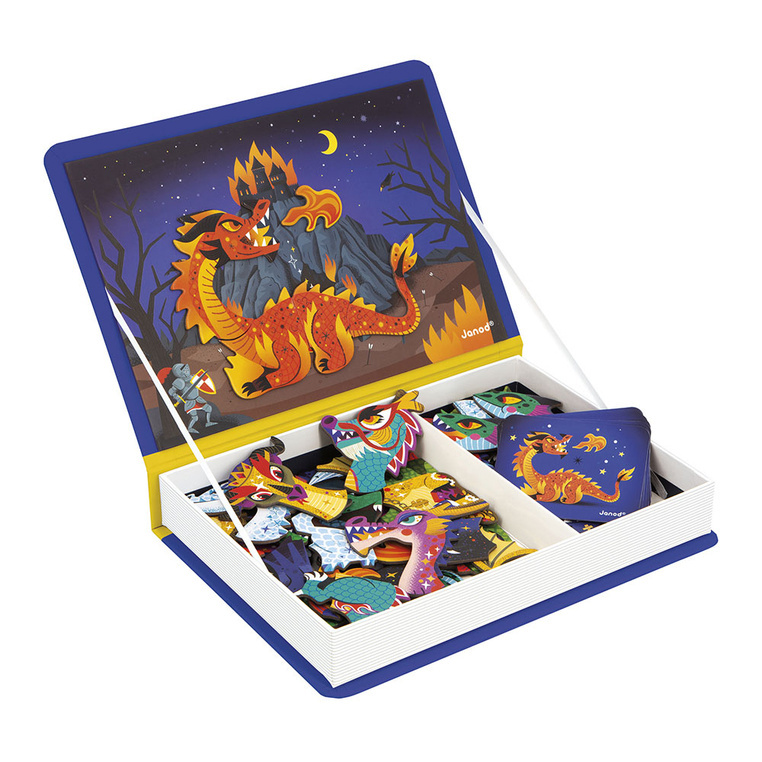 Magnetyczna układanka Magnetibook Smoki Janod – kolorowa zabawka dla dzieci