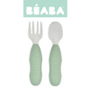 Zestaw pierwszych sztućców ze stali nierdzewnej Sage green 10 m+, Beaba