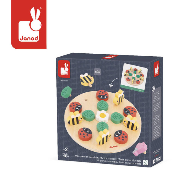 Układanka drewniana rozwojowa Moja pierwsza mandala dla dzieci 2+, Janod