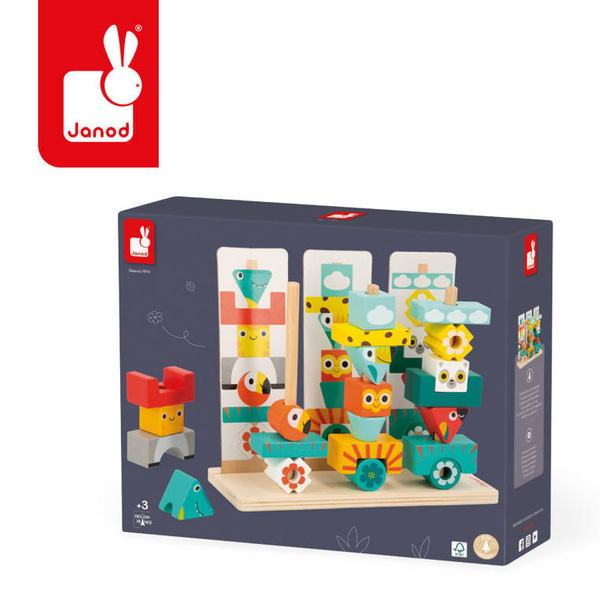 Układanka drewniana piramida Tropik 3+, Janod