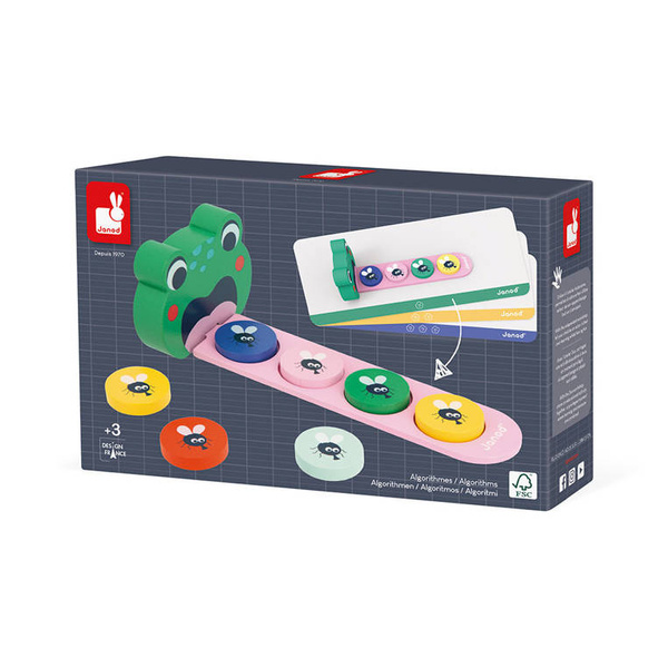 Drewniana układanka logiczna Algorytmy Żaba 3+, Janod