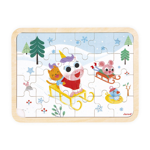 Puzzle drewniane Góry - układanka 24 elementy dla dzieci, 3 lata +, Janod