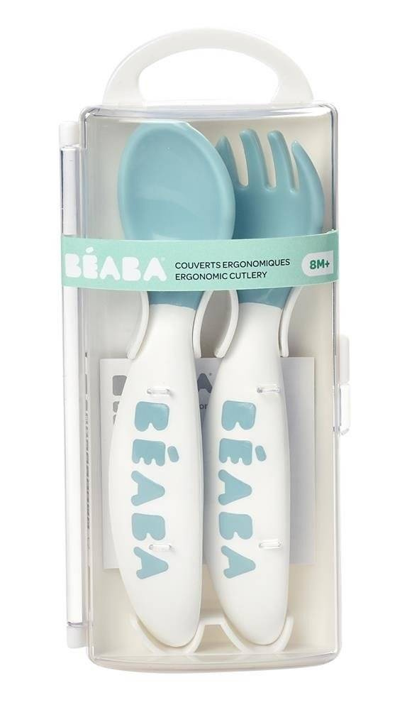Sztućce plastikowe w etui blue Beaba dla dzieci 8m+