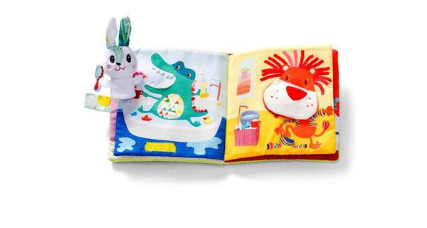 Książeczka z mini-pacynką wielofunkcyjna Królik dentysta 6 m+, Lilliputiens