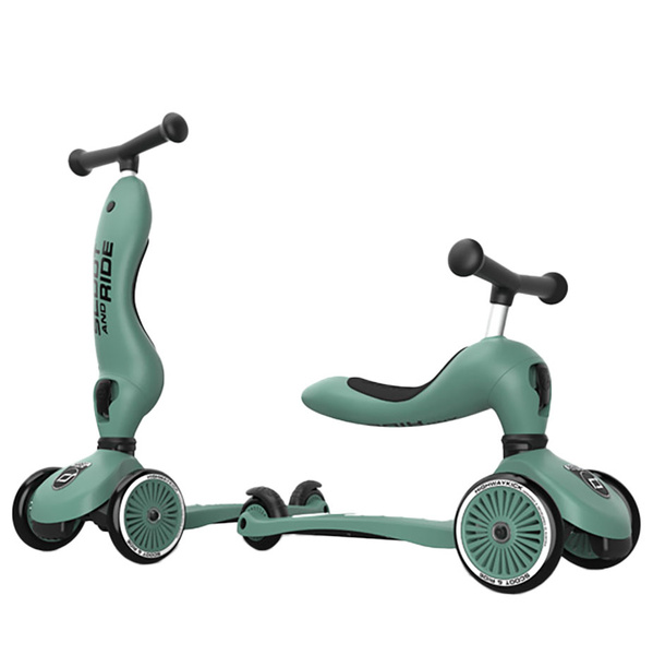Zestaw: Scoot and Ride HK1 2w1 jeździk i hulajnoga dla dzieci 1-5 lat, kolor: Forest + kask rozm. XXS-S