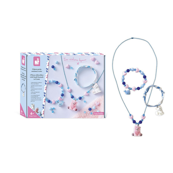 Zestaw kreatywny do tworzenia biżuterii z zawieszkami Małe zwierzątka, dla dzieci, 6+, Janod