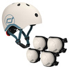 Zestaw: Scoot and Ride Kask dla dzieci 1-5 lat rozm. XXS-S, kolor: Ash + ochraniacze rozm. XXS