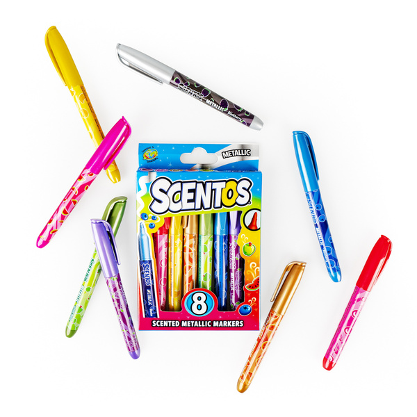 Pachnące markery - metaliczne, zestaw 8 szt., dla dzieci, 3 lata+, Scentos