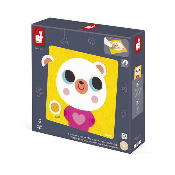 Magnetyczna układanka Emocje Miś, drewniana dla dzieci 2 lata+, Janod