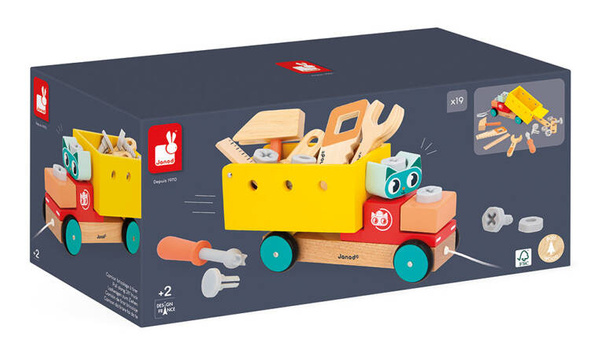 Samochód - Ciężarówka do składania do ciągnięcia Brico Kids 2 lata+, Janod