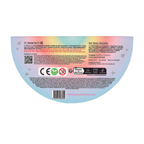 Paleta cieni do powiek z lusterkiem dla dzieci 11 el. Jednorożec, 4 lata+, Souza!