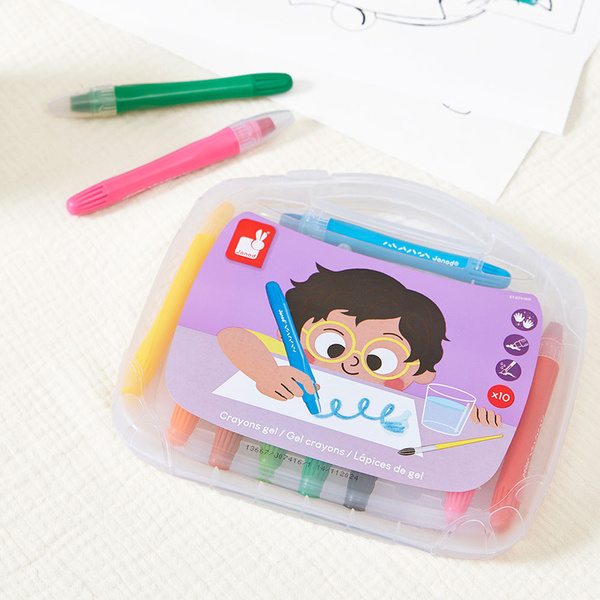 Zestaw kreatywny - Kredki żelowe 10 kolorów, dla dzieci, 3 lata+, Janod