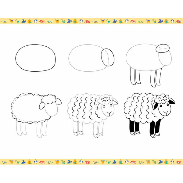 Zestaw kreatywny Rysowanie krok po kroku Zwierzęta 6+, Janod