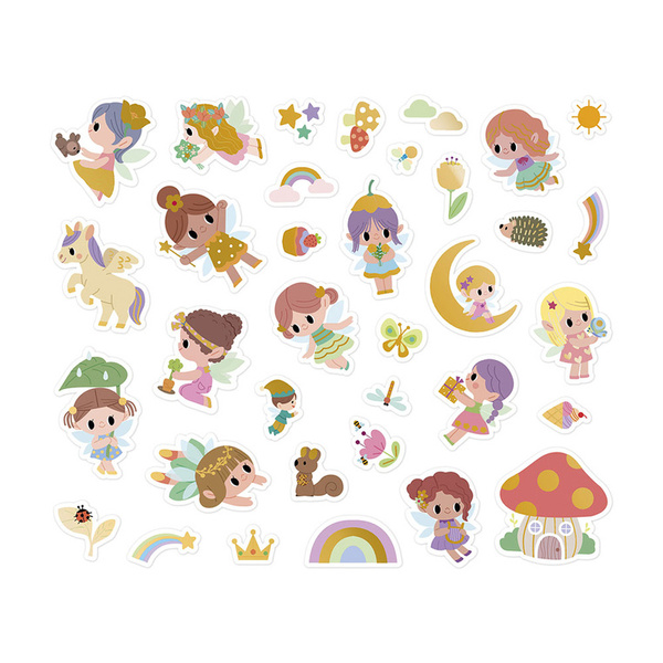 Zestaw kreatywny - książeczka z naklejkami Wróżki, dla dzieci, 3 lata+, Janod