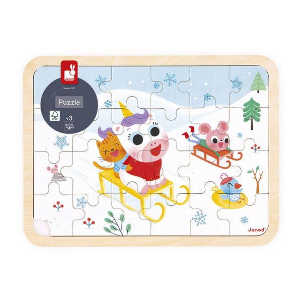 Puzzle drewniane Góry - układanka 24 elementy dla dzieci, 3 lata +, Janod