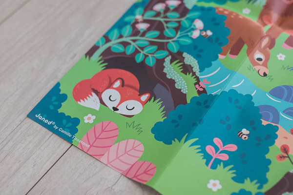 Świecące puzzle z mini-lampką UV Las 24 elementy 3+, Janod