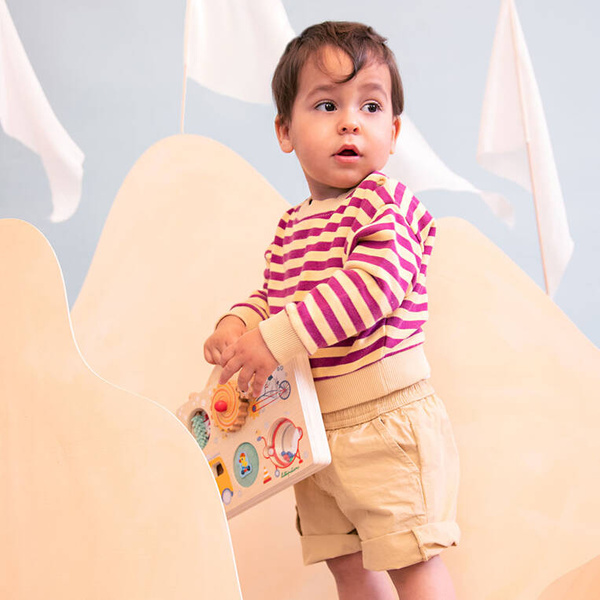 Drewniana tablica manipulacyjna, walizka Pojazdy dla dzieci 12 m+, Lilliputiens