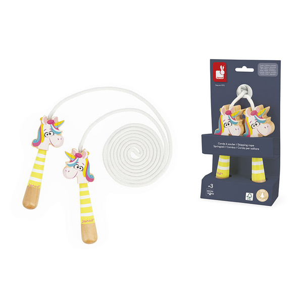 Skakanka z drewnianymi rączkami Jednorożec, dla dzieci, 3 lata+, Janod